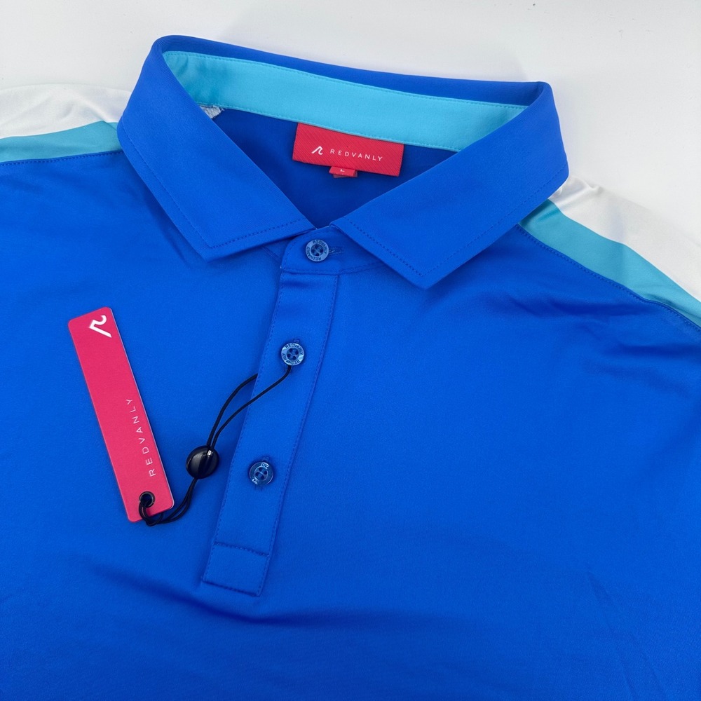 Redvanly Shirt Sevigne Polo Mens Large Marine Blue Performance Golf R2512 NEW